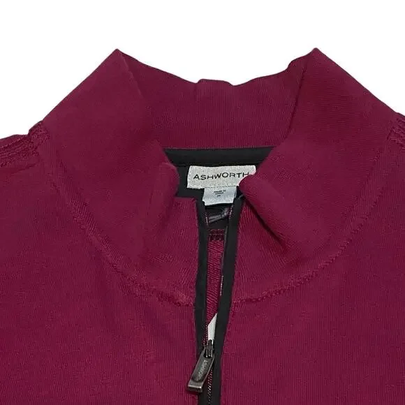 Ashworth NWT Golf Men’s 1/4 zip cotton vest, oversized Medium in the color Berry - Picture 3 of 12